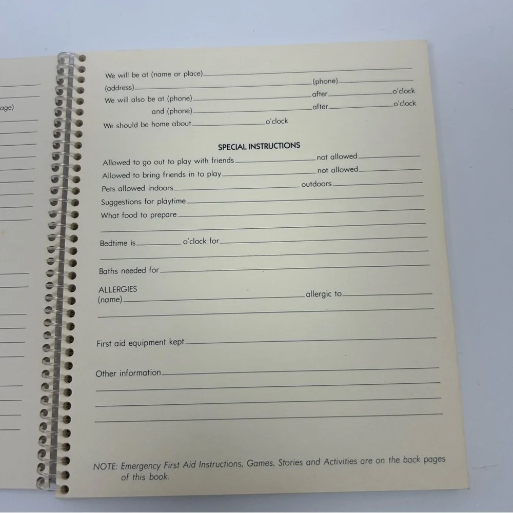 Vintage Hallmark 1972 Dear Babysitter book notebook instructions by Betsey Clark